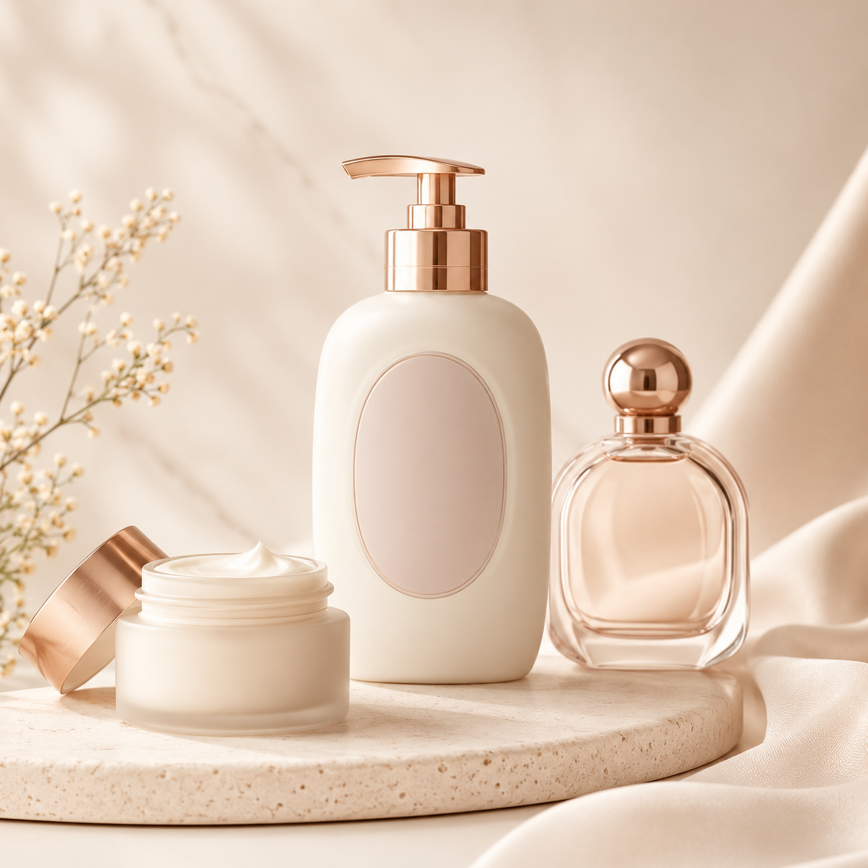 Luxury beauty products and skincare items